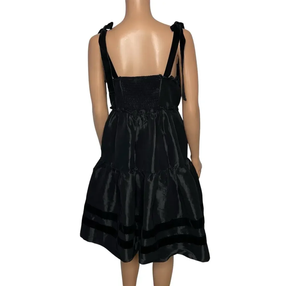 The Shirt Rochelle Behrens Veronica Taffeta Babydoll Dress size M Black - Picture 4 of 11